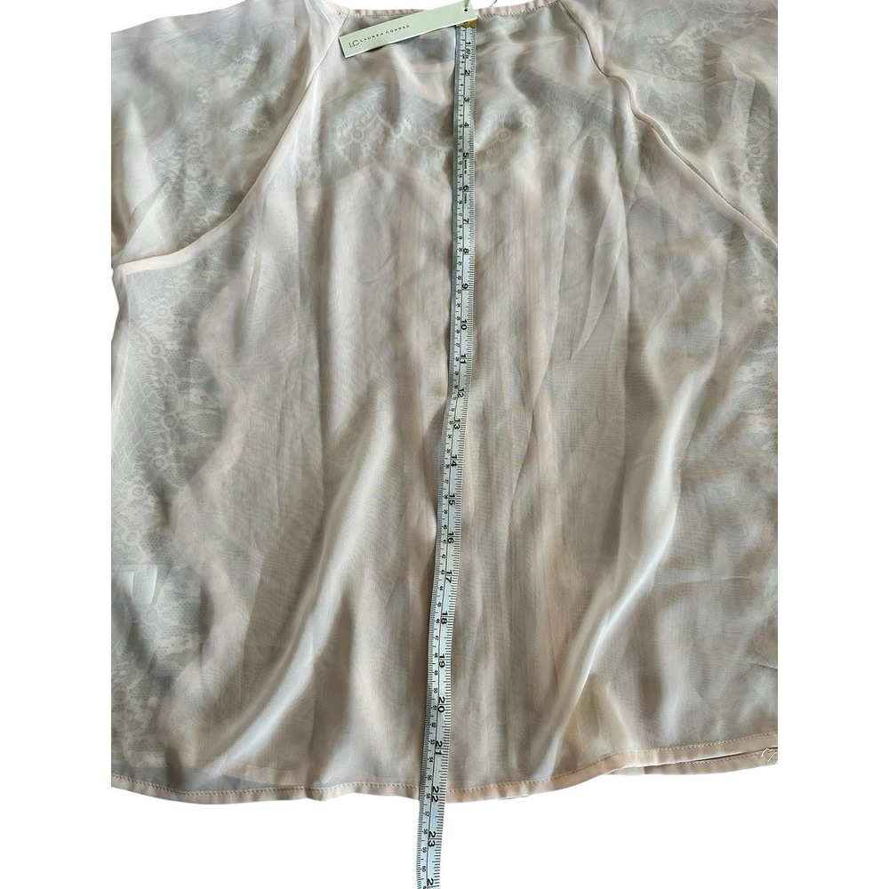NWT Lauren Conrad Powder Room Blouse Size M Womens Cream Tan Lace Insert Chiffon - Picture 11 of 11